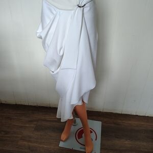 7 TH AVENUE White Draped Skirt Size L